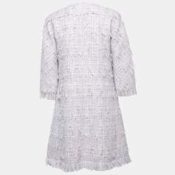 Chanel Purple/Pastel Tweed Fringed Coat M