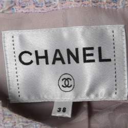 Chanel Purple/Pastel Tweed Fringed Coat M