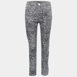 Chanel Black Camelia Printed Denim Jeans M Waist 28"