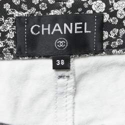 Chanel Black Camelia Printed Denim Jeans M Waist 28"