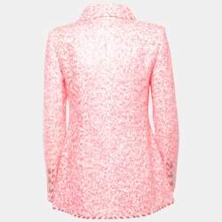 Chanel Pink Textured Synthetic Zip-Up Jacket S
