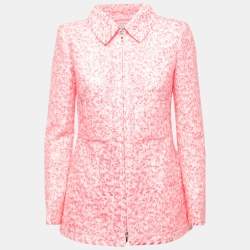 Chanel Pink Textured Synthetic Zip-Up Jacket S