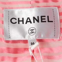Chanel Pink Textured Synthetic Zip-Up Jacket S