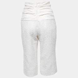 Pre Owned Chanel White Tweed Capri Pants S