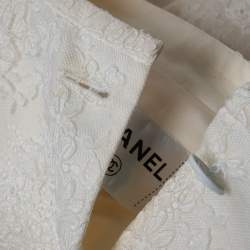 Chanel White Floral Lace Buttoned Jacket M