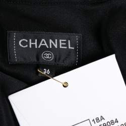 Chanel Black Satin Silk Zip Front Long Sleeve Blouse M