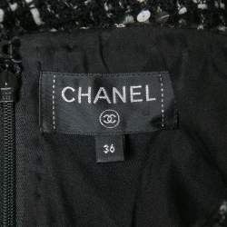 Chanel Black/White Sequined Tweed Skirt S