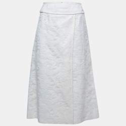 Chanel Linen & Lace Midi Skirt S