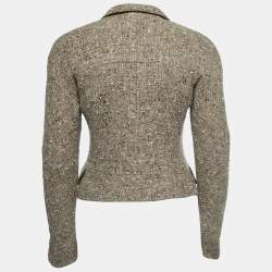 Chanel Brown Wool Blend Single Breasted Crop Jacket M
