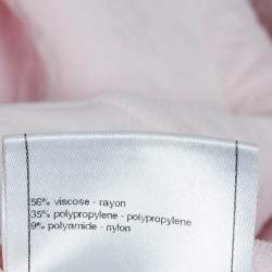 Pre Owned Chanel Light Pink Floral Embossed Knit Sleeveless Flared Mini Dress M