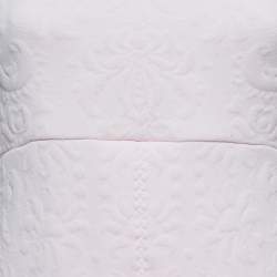 Pre Owned Chanel Light Pink Floral Embossed Knit Sleeveless Flared Mini Dress M