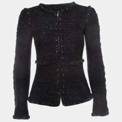 Pre Owned Chanel Black/Metallic Tweed Zip-Up Paris Dallas Jacket XS