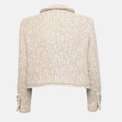 Chanel Beige Tweed Gold-Button Cropped Jacket XL