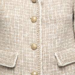 Chanel Beige Tweed Gold-Button Cropped Jacket XL