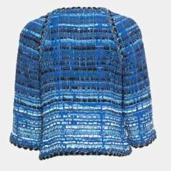 Chanel Blue Ribbon & Tweed Owl Button Jacket L