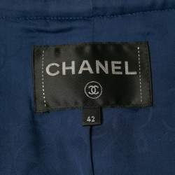 Chanel Blue/Metallic Tweed Lambskin Trimmed Cropped Jacket XL