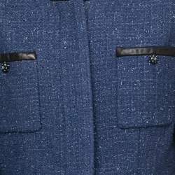 Chanel Blue/Metallic Tweed Lambskin Trimmed Cropped Jacket XL