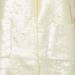 Pre Owned Chanel Cream Sequinned Polyester Button Front Jacket L