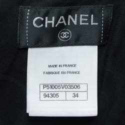 Pre Owned Chanel Black Silk Satin High Neck Sleeveless Blouse S