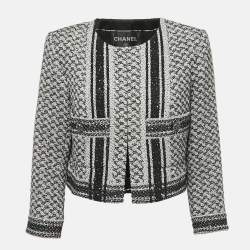 Pre Owned Chanel Black/White Sequined Tweed Jacket XL