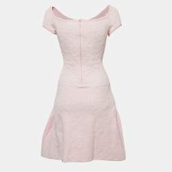 Pre Owned Chanel Pink Jacquard Knit Flared Mini Dress XS