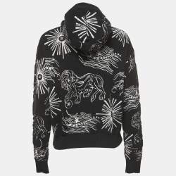 Chanel Black Patterned Cotton Terry Hooded Sweatshirt S