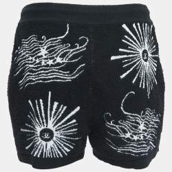Chanel Black Patterned Terry Cotton Shorts S
