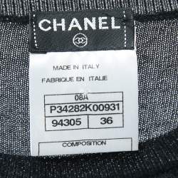 Pre Owned Chanel Black Cashmere & Silk Removable Sleeve Jumper S