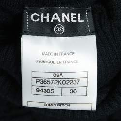 Chanel Black Wool Shirred Turtle Neck Sweater Top S