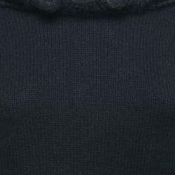 Pre Owned Chanel Black Cashmere Wool Knit Top & Skirt Set S