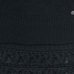 Pre Owned Chanel Black Cashmere Wool Knit Top & Skirt Set S