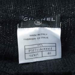 Chanel Black Cashmere High Neck Peak Sweater Top L