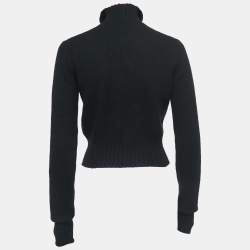 Chanel Black Cashmere High Neck Peak Sweater Top L