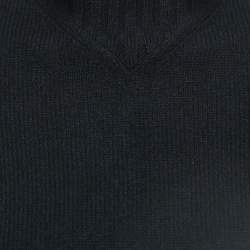 Chanel Black Cashmere High Neck Peak Sweater Top L