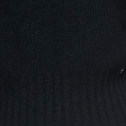 Chanel Black Cashmere High Neck Peak Sweater Top L