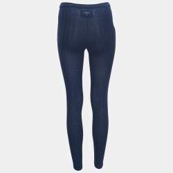 Chanel Blue Ribbed Knit Leggings XS