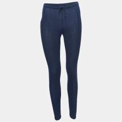 Chanel Blue Ribbed Knit Leggings XS