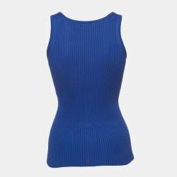 Chanel Blue Rib-Knit Tank Top S