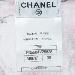 Chanel Pink Camelia Print Cotton Bow-Detail Dress S