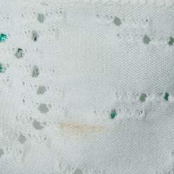 Chanel White/Green Ombre Cotton Knit Twisted Logo Cutout Crop Top S