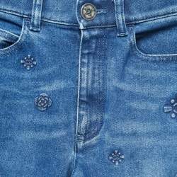 Chanel Blue Embossed Logo Denim Jeans S Waist 24"