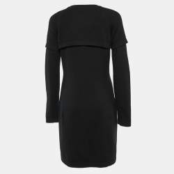 Chanel Black Cashmere Knit Button Front Midi Dress M