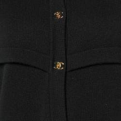 Chanel Black Cashmere Knit Button Front Midi Dress M