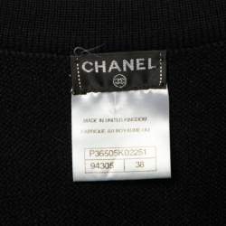 Chanel Black Cashmere Knit Button Front Midi Dress M