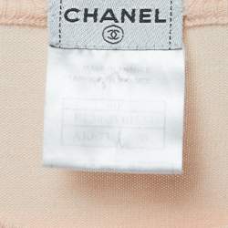 Chanel Light Orange Patterned Knit Short Sleeve Top M