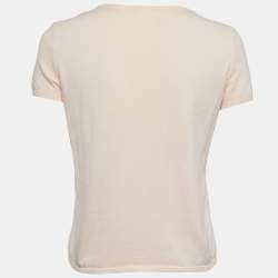 Chanel Light Orange Patterned Knit Short Sleeve Top M
