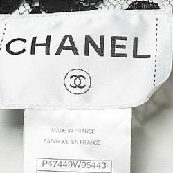 Pre Owned Chanel Black/White Floral Lace Single Button Blazer L