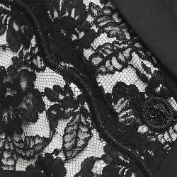 Pre Owned Chanel Black/White Floral Lace Single Button Blazer L