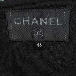 Chanel Black Silk Knit Size Zip Detailed Long Sleeve Top XL