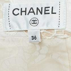 Pre Owned Chanel White Cut-out Cotton Blend Palazzo Pants S